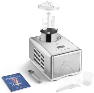SPRINGLANE Eismaschine Emma 1,5 L mit selbstkühlendem Kompressor 150 W, aus Edelstahl mit entnehmbarem Eisbehälter, inkl. Rezeptheft (Silber, Eismaschine)
