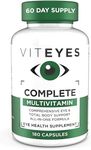 Viteyes Complete Eye & Total Body Health Multivitamin Nutritional Supplement, 180 Capsules, White