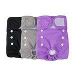 COMSLE Dog Nappies Female Medium 3 Pack, Dog Period Heat Pants in Season, Super Absorbent & Adjustable Sanitary Reusable Doggy Puppy Diapers