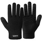4UMOR Winter Warm Touchscreen Gloves Thermal Gloves for Men and Women Anti-slip Knit Gloves Outdoor Running Windproof Driving Fleece Gloves L