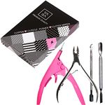 VAGA Nail Cuticle Pusher and Acrylic Nail Cutter Set Including 4 Tools, Acrylic Nail Clipper, Cuticle Nipper Scissors, Cuticle Remover and Cuticle Pusher Stainless Steel Metal Manicure Pedicure Pack