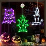 LOLStar Halloween Lights,3 Pack Ghost Tree, Haunted House, Candle Window Lights with Suction Cup, Timer Functions and Slowly Fade Mode Battery Operated Indoor Lights for Halloween Window Decorations