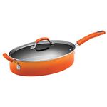 Rachael Ray Porcelain Enamel II Nonstick 5-Quart Covered Oval Saute, Orange Gradient