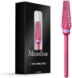 MelodySusie Upgrade 5 in 1 Nail Drill Bits, 3/32'' Carbide Tungsten Multi-Function Mixed Sizes Edition, Suitable for Manicure Pedicure Cuticle Gel Polishing, Professional Advanced Bits, Pink Blossom