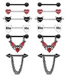 CASSIECA 6 Pairs 14G Punk Nipple Piercing Jewellery 316L Surgical Steel Nipple Bars Nipple Bar Nipple Piercing Kit Tongue Bar Set Cute Butterfly Dangly Barbells Heart Flower Moon Body Piercing Barbell