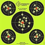 50 Pack - 12"x12" (5) Bullseye Splatterburst Target - Instantly See Your Shots Burst Bright Florescent Yellow Upon Impact!