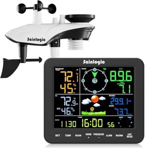 Sainlogic Wireless Weather Station with Rain Gauge & Wind Speed, Indoor Outdoor Thermometer, Humidity, Weather Forecast, Moon Phase, Alarm Clock for Home, Backyard and Patio(NO WiFi)