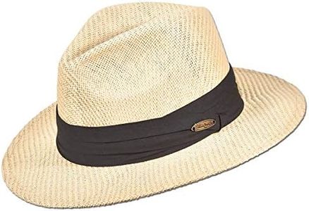 Panama Jack Mens Straw Safari Sun Hat - Lightweight, 3-Pleat Ribbon Band