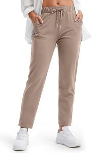 Libin Women's 4-Way Stretch Golf Pants 7/8 Ankle Casual Joggers Dress Work Sweatpants Pockets for Yoga, Athletic, Lounge, 07-dusty Grey, Medium