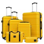 COOLIFE Suitcase Sets 6 Piece, Luggage Sets ABS Hard Shell, Durable Travel Luggage with Expandable Travel Duffels Bag ＆ Toiletry Bag Included TSA Lock and 4 Spinner Wheels for Travel, 16" 20" 24" 28"