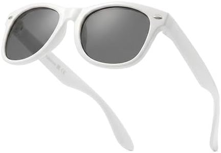 Komonee Kids Flexible Sunglasses Polarized White Silicone Drifter Classic Style Retro Sun Shades Eye Glasses UV400 Unisex For Boys and Girls Age 3-10
