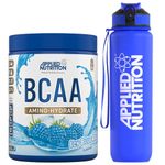 Applied Nutrition Bundle: BCAA Powder 450g + Lifestyle Water Bottle 1000ml | Branched Chain Amino Acids BCAAs Supplement, Intra Workout & Recovery (450g - 32 Servings) (ICY Blue Raz)