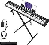Starfavor Piano Keyboard 88 Keys Keyboard, Semi-weighted Keyboard Piano 88 Key Piano, with Keyboard Stand, Sustain Pedal, and Carrying Case, SEK-88A