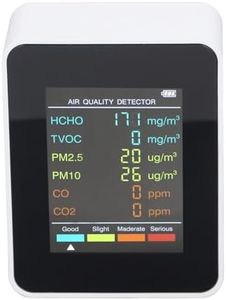 Air Quality Monitor, CO2 TVOC HCHO PM2.5 PM10 Indoor Air Quality Tester for Home, with LCD Backlit, USB Rechargeable (White)