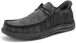 Bruno Marc Hand Free Mens Casual Loafers, Men's Stretch Lace Up Slip On Shoes, Arch Support Non Slip Barefoot Shoes for Men, Comfortable & Light-Weight,Size 10.5,All Black,SBLS2408M