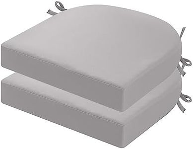 PRIMEPATIO Outdoor Garden Chair Cushions Set of 2, Thick 7cm, Patio Waterproof Seat Cushions with Ties for Outdoor Furniture, U-Shaped Chair Dining Pads, 50 x 50cm, Grey