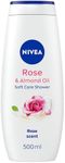 NIVEA Rose & Almond Oil Shower Cream (500 ml, Pack of 6), Moisturising Shower Gel with Almond Oil, Luxurious Body Wash for Women, Body Wash with Vitamin C, E