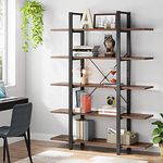 TEKAVO - 5-Shelf Corner Bookcase, Vintage Industrial Corner Bookshelf, Bookcase, 5 Tier Corner Shelf Storage Rack with Metal Frame for Living Room Home Office (Brown) (Model - H) / DIY (120x30x178 cm)