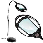 Brightech LightView Pro - Full Page Magnifying Floor Lamp - Hands Free Magnifier with Bright LED Light for Reading - Flexible Gooseneck Holds Position - Standing Mag Lamp