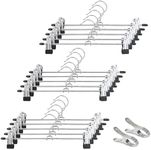 DUOFIRE Pant Hangers 15 Pack Adjustable Width Metal Skirt Hangers with Clips Non-Slip Clothes Hanger Space Saving