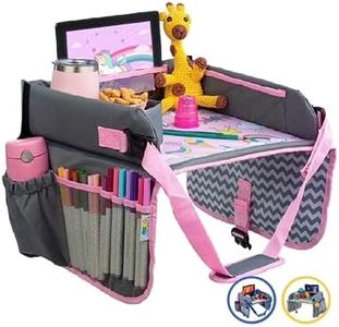 Kids Travel Tray - Car Seat Tray - Travel Lap Desk Accessory for Your Child's Rides and Flights - it's a Collapsible Organizer that Keeps Children Entertained Holding Their Toys (Pink)