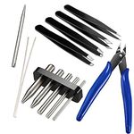 Feishiong 10 Metal DIY Model Kit Tool, Metal DIY Model Tool Set, Includes Tab Edge Cylinder Cone Shape Bending Assist Tools, Pliers and Metal Tweezers for 3D Metal Jigsaw Puzzles Model Basic Building