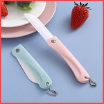 wolpin Ceramic 1 Pc Kitchen Knife Blade Knife Portable, Travel Fruit Vegetable Knife Non-Slip Handle With Blade Cover, Blue