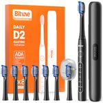 Bitvae Electric Toothbrushes - Ultrasonic Electric Toothbrush for Adults with 8 Brush Heads, ADA Accepted Power Rechargeable Toothbrush with 5 Modes, Smart Timer, Black D2