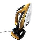 JML 2400W Cordless Iron - Steam Iron with Ceramic Soleplate, Quick Heating, 14g/min Continuous Steam - Clothes Steamer with Precision Tip and Safety Features - Phoenix Gold Freeflight