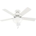 Hunter Fan Company, 50905, 44 inch Swanson Fresh White Ceiling Fan with LED Light Kit and Pull Chain