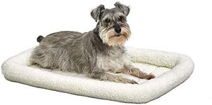 MidWest Homes for Pets 30L-Inch White Fleece Dog Bed or Cat Bed w/Comfortable Bolster,Ideal for Medium Dog Breeds&Fits a 30-Inch Dog Crate,Easy Maintenance Machine Wash,Model:40230