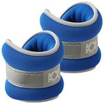 KK Neoprene Ankle Straps Pair - Adjustable Straps for Ankle - 1 KG Blue Leg Weights Pair for Exercise - Adjustable Straps with Neoprene Padding for Walk, Running, Workout, Gymnastics, and Training