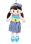 MABLE Cute Doll Super Soft Stuffed Doll 40cm, Washable Cuddly Plush Toy for Baby Girls, Spark Imaginative Play, Safe & Fun Gift for Kids, Perfect for Playtime & Cuddling, 40cm (Blue)