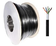 50m Cat6 Heavy Duty External SOLID COPPER Double Lined UTP Network Cable for Outdoor Use BLACK Reel