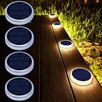 Lacasa Solar Decking Lights, 4 Pack LED Solar Lights Outdoor Garden Warm White IP68 Waterproof Solar Step Ground Dock Lights, Solar Lights Dusk to Dawn for Patio Lawn Pathway Driveway Walkway Lighting