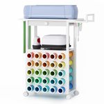 ousamili Craft Organization and Storage Cart Compatible with Cricut Machines, Craft Table with 25 Vinyl Roll Holder, Craft Cabinet Table for Craft Room and Home Workstation