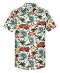 Yoimira Hawaiian Shirts for Men, Summer Mens Casual Short Sleeve Button Down Shirts Floral Men's Tropical Beach Shirt Beige