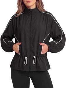 Aoysky Womens Lightweight Windbreaker Jackets Stand Collar Track Jacket
