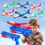 6 Pack Airplane Launcher Toys, 2 Flight Mode Glider Plane LED Foam Plane Toy Outdoor Toys for Kids Ages 3 4 5 6 7 8 9 10 11 12 Year Old Boys & Girls Birthday Gift, Educational Flying Kids Toys