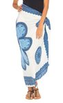 SHU-SHI Womens Beach Swimsuit Cover Up Flower Sarong Wrap with Coconut Clip, White/Blue, One Size