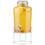 Navaris Glass Water Dispenser with Tap - 8L / 2.1 Gallons - Wide Mouth Drink Dispenser w/Silver Stand & Stainless Steel Spigot - Jar for Juice, Cocktail, and other Drinks