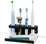 Adorila Electric Toothbrush Countertop Holder, Diatomaceous Earth Sink Organizer for Bathroom, Wall Mounted Toothbrush Stand Compatible with Philips Sonicare, Oral-B (Black)