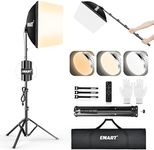 EMART Softbox Photography Lighting Kit, 16"X16" Soft Box | 3000K-6000K 85W LED Bulbs with Remote | 65" Tripod, Professional Photo Studio Light for Video Recording, Portrait Shooting (1PACK)