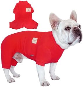 TONY HOBY Dog Pajamas, 4 Legged Dog Jumpsuit with Thermal, Cotton Dogs Onesies Pet Clothes for Small Medium Dogs (Red, L)