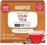 HANDPICK Masala Chai Tea Bags (100 Count) Strong Robust & Aromatic, Blended with Exotic Spices, Cinnamon, Black Pepper, Cloves & Cardamom - Premium Quality Eco-conscious Round Bags