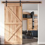 EaseLife 6 FT Heavy Duty Sliding Barn Door Hardware Track Kit,Straight Pulley,Slide Smoothly Quietly,Easy Install (6FT Track Kit for 30"~36" Wide Single Door)