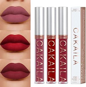 KARNAR 3Pcs Lipstick Matte Liquid Lipstick Lipgloss Set for Women labiales mate 24 horas originales matte larga duracion 24 Deep Red Original 24 Hour Lipstick Lip Stain Long Lasting Waterproof