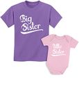 Tstars Big Sister Little Sister Matching Outfits Baby Announcement Sibling Shirts Set Lavender/Baby Pink Kids Shirt 3T / Baby Newborn