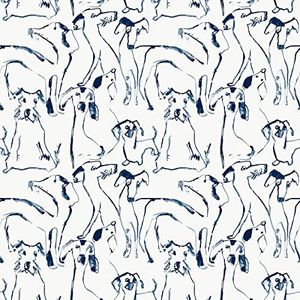 Surface Style - Peel and Stick Wallpaper, Contemporary Wallpaper for Bedroom, Dorm Room Essentials, Self Adhesive, Vinyl, 30.75 Sq Ft Coverage (Dog Doodle Collection, Navy)