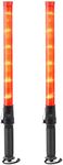 [2 Pcs] RoadHero 21 Inch Safety Traffic Wand, Traffic Control Wand, LED Traffic Signal Wand with 2 Flashing Modes, Night Wands for Airport, Parking Wand with Wrist Strap Lanyard and Side Clip